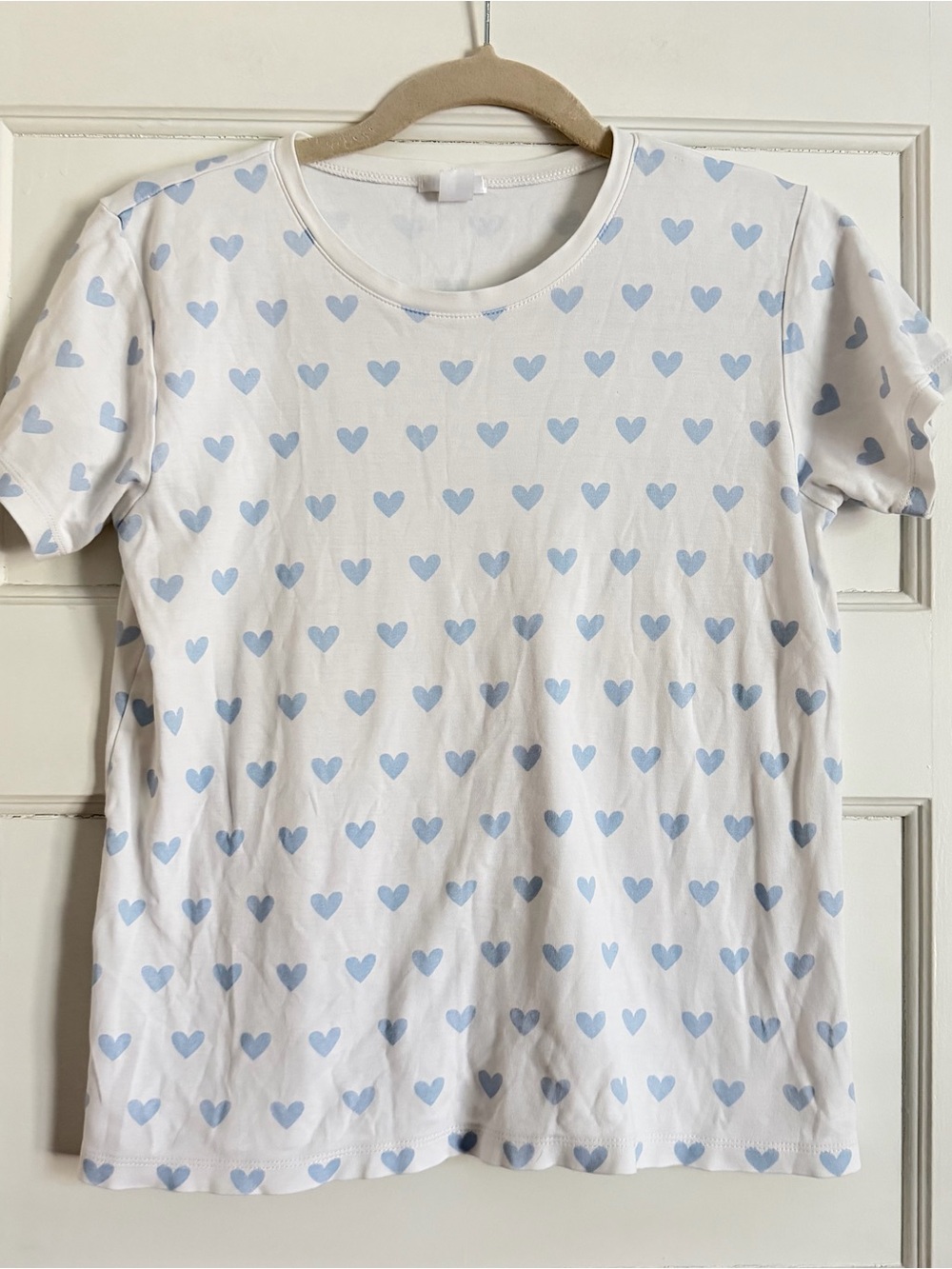 Lake Pajamas Women’s Small Heart Print Pima Cotton Short Sleeve Pajama Sleep Top